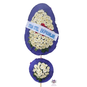  Antalya Çiçekçiler İkili Model Katlı Çelenk  / Beyaz Gerbera
