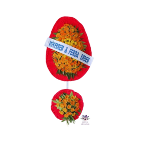  Antalya Çiçek Siparişi İkili Model Katlı Çelenk  / Turuncu Gerbera
