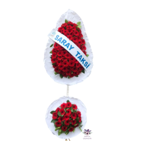  Antalya Çiçekçiler İkili Model Katlı Çelenk  / Kırmızı Gerbera