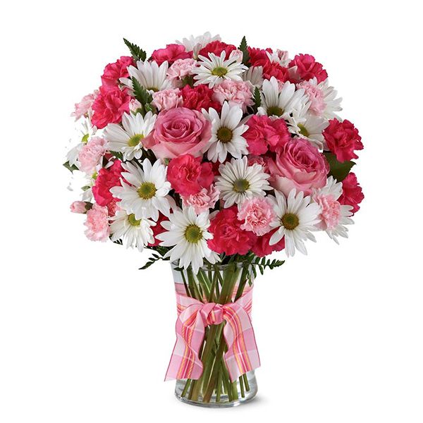  Antalya Çiçekçiler Vazoda Pembe Beyaz Çiçekler