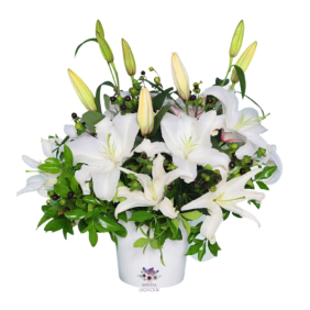  Antalya Çiçek Seramik Vazoda Beyaz Lilyum