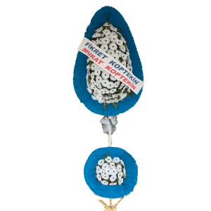  Antalya Çiçekçiler - İkili Model Katlı Çelenk / Yapay Beyaz Gerbera